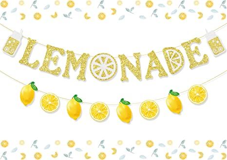 Lemonade Party Decorations, Lemonade Banner, Lemonade Stand Sign, Lemon Birthday, Lemonade Sign, Lemonade Party, Banner Garland, Glitter Banner, Glitter Birthday