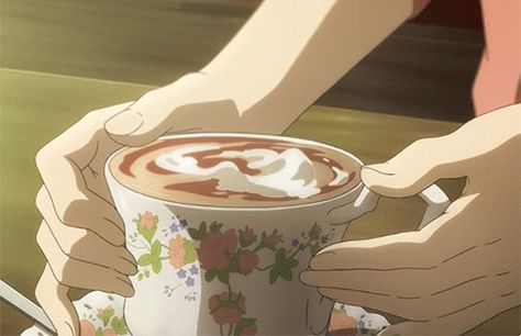 Hyouka Gif, Gif Food, Anime Coffee, Anime Bento, Rose Coffee, Anime W, Coffee Gif, Animation Anime, Cat Anime