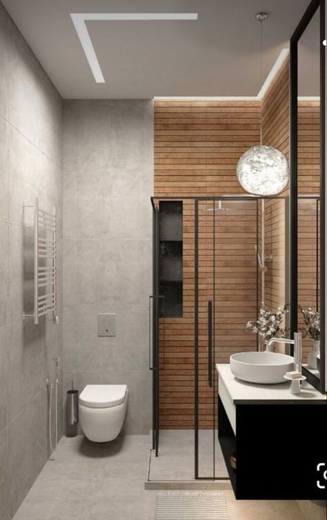 4 M2 Bathroom, Bathroom 3 M2, Decor Bathroom Ideas, Color Bathroom Design, Bathroom Design Small Modern, Bathroom Interior Design Modern, Bilik Air, Modern Luxury Bathroom, Small Bathroom Layout