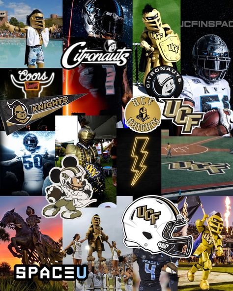 university of central florida knights poster for a boy. more masculine black and gold space u citronauts collage of a college university #knights #UCF #central #centralflorida #football #black #gold Ucf Aesthetic, Ucf Football, University Inspiration, University Of Central Florida, Ucf Knights, Dream College, College University, Central Florida, Ipad Wallpaper