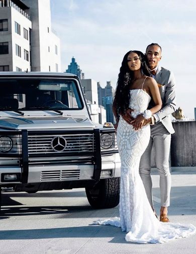 White Prom Dress And Tux Combo, Prom Couple Poses Black People, Prom Photoshoot Black Couple, Prom Poses Black Couples, Car Prom Pictures, Silver Prom Couple, White Prom Dress Couple, Prom Couples Black People, Black Prom Dress Couple