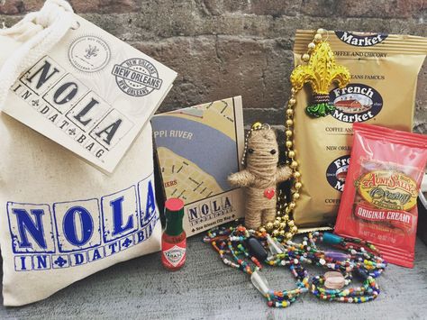 NOLA IN DAT BAG™ is the perfect wedding favor/welcome gift for your guests from out of town or even just a nice souvenir for yourself! Everything NOLA in one bag!   Message me at sales@citybagsbyvera.com if you are interested #nolaindatbag #gift #giveaway #nola #weddingfavor Wedding Welcome Bags, New Orleans Wedding, Funny New, Welcome Bags, Welcome Gifts, The Perfect Wedding, One Bag, Wedding Welcome, Goodie Bags