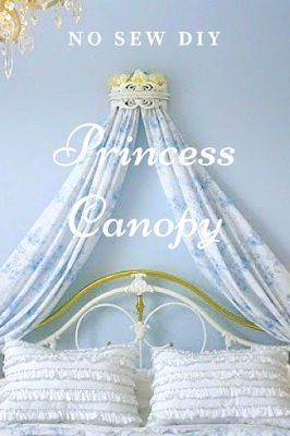 Create a canopy for your little princess without a sewing machine. #swag #princess #diy #canopy Boys Bed Canopy, Cinderella Room, Bed Canopy With Lights, Crown Canopy, Fairytale Bedroom, Kids Bed Canopy, Princess Canopy Bed, Princess Canopy, Bed Crown Canopy