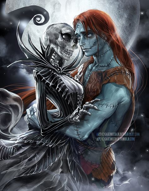 Female!Jack and Male!Sally (Jaq and Sal) ||| Disney Nightmare before Christmas Genderbend Fan Art by sakimichan Genderbend Characters, Disney Genderbend, Disney Gender Swap, Disney Characters Images, Gender Bent Disney, Disney Gender Bender, Disney Punk, 하울의 움직이는 성, Disney Drawing