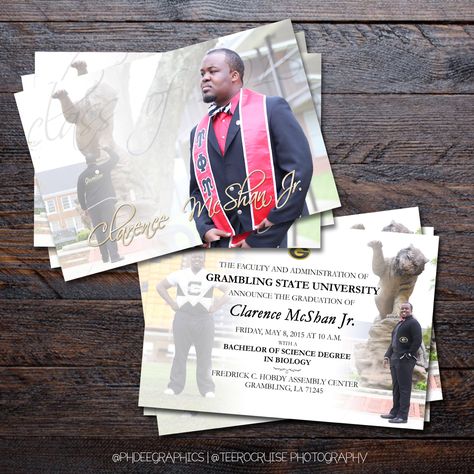 Graduation Invitation Ideas Black People, Hbcu Graduation, Graduation Invitation Ideas, Graduation Announcement Ideas For Boys, University Graduation Invitations, Grambling State University, Letterpress Graduation Announcements, Magazine Graduation Invitation, Boy Graduation Announcements