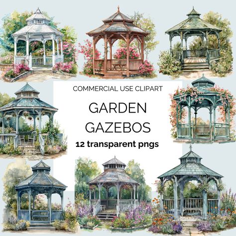 Gazebo Clipart, Spring Clip Art, Peaceful Ambience, Journal Clipart, English Country Garden, Scribble Art, Garden Spring, English Country Gardens, Garden Gazebo