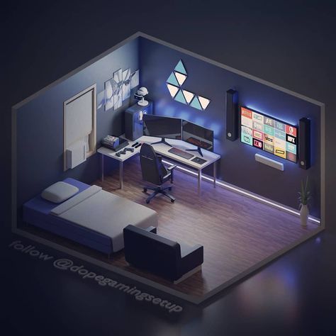 1,109 Me gusta, 8 comentarios - TechGuideHQ (@techguidehq) en Instagram: "Beautiful room for late night gaming 🤩 How many hours do you spend gaming per day? 🤔 ---- ✔️ Follow…" Small Gaming Bedroom, Gamer Bedroom Ideas, Gaming Bedroom Ideas, Boys Game Room, Gaming Bedroom, Gamer Bedroom, Small Game Rooms, Computer Gaming Room, Gamer Room Decor