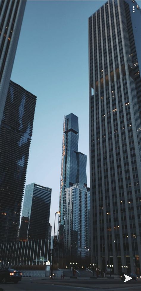 Blue Chicago Aesthetic, Blue Building Aesthetic, Tall Buildings Aesthetic, Blue City Aesthetic, Chicago City Aesthetic, Glass City, Glass Wallpaper, Solar Punk, Wallpaper Travel