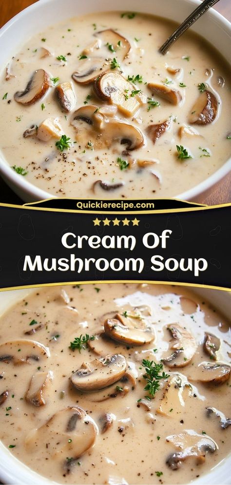 Homemade Mushroom Soup, Mushroom Cream Soup, Homemade Cream Of Mushroom Soup, Homemade Cream Of Mushroom, Hearty Chicken Soup, Creamy Mushroom Soup, Garlic Soup, Mushroom Soup Recipes, Cream Of Mushroom Soup