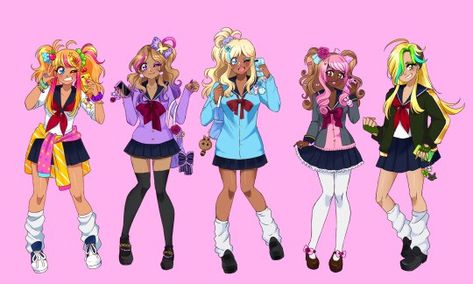 Yandere Simulator Gyaru, Yandere Simulator Fan Art, Yandere Simulator Characters, Arte Punk, Gyaru Fashion, Swag Art, Yandere Simulator, Cute Anime Character, Monster High