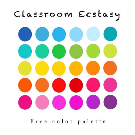 Elementary School Color Palette, Color Palette For Canva, Educational Color Palette, Clowncore Color Palette, Kindergarten Color Palette, Kidcore Palette, Bright Rainbow Color Palette, Back To School Color Palette, Kidcore Color Palette