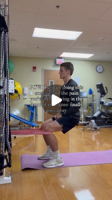 Dr. Paul Glowacki, DPT on Instagram: "Knee pain? Not anymore. • The Spanish squat is used to overload your knee musculature without stressing structures within the knee joint itself. When you isometrically load the quad tendon with this exercise, it elicits an analgesic effect and blocks the pain signals coming from your knee. Your body taps into its natural Tylenol • Try this by placing a non-stretchy strap right below your knee and anchor it to an immovable object. Squat down and hold for 20-45 seconds. Perform 2-3 sets of this everyday until your knee pain goes away #physicaltherapy #physiotherapy #kneepain #workout #fitness #wellness #healthylifestyle #running #marathontraining #exercise #sport #rehab #knee #howto #homeworkout #sport" Solid Compressive Above Knee Activewear, Isometric Exercises For Knees, Knee Tracking Exercises, Knee Flexion Degrees, Hyperextended Knee, Marathon Training, Knee Pain, Physical Therapy, Being Used