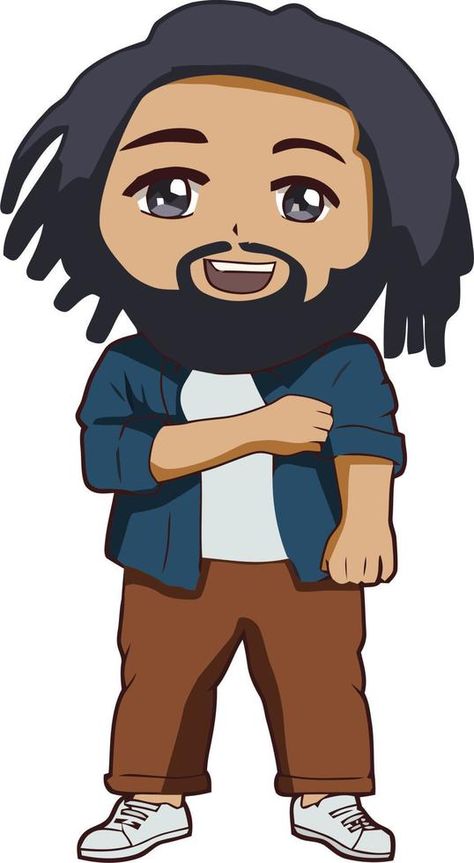 Cool Chibi Man with Beard Chibi Beard, Beard Cartoon, Man With Beard, Beard Boy, Vector Cartoon, Comic Character, Bearded Men, Asian Men, Me Me Me Anime