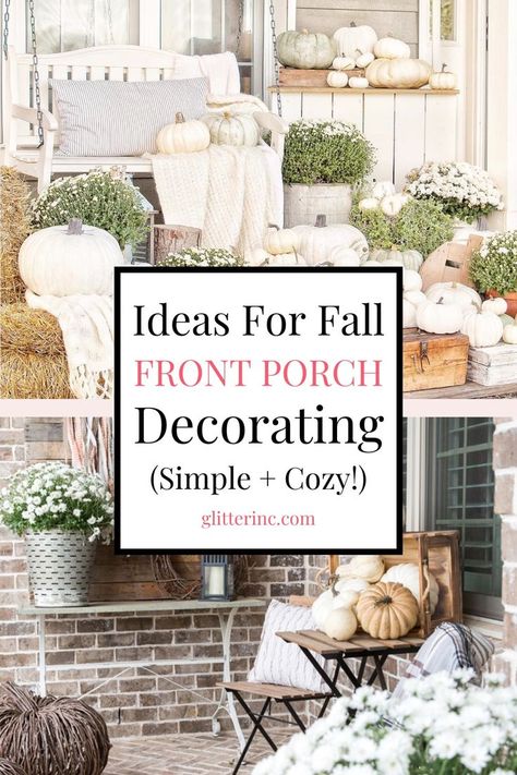 It’s that time of year again – time to decorate your fall front porch! Rounding up the very best fall porch décor ideas to give you plenty of festive Autumn inspiration. Happy decorating! Porch Lantern Decor Ideas, Fall Decor Hay Bales, Porch Lanterns Decor, Porch Lanterns, Fall Front Porch Decor Ideas, Fall Front Porch Ideas, Fall Starts, Country Garden Decor, Easy Fall Decor