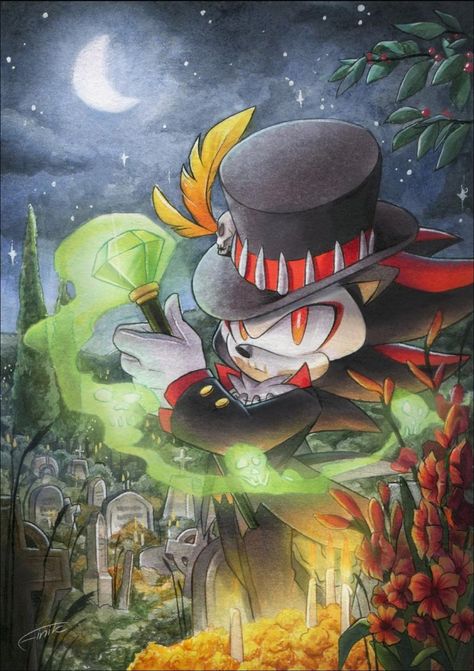 Shadow The Hedgehog Halloween, Sonic The Hedgehog Halloween, Hedgehog Halloween, Haitian Vodou, Full Moon Art, Halloween Shadow, Shadow And Rouge, Baron Samedi, Shadow And Amy