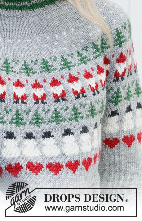 Christmas Time Sweater / DROPS 235-39 - Free knitting pattern Maglia Fair Isle, Knitting Christmas, Motif Fair Isle, Knitted Christmas Jumpers, Magazine Drops, Jumper Knitting Pattern, Christmas Knitting Patterns, How To Purl Knit, Fair Isle Knitting