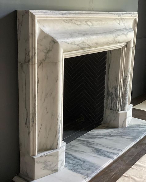 Did you see the video of this GORGEOUS fireplace in our stories?!? If not, you better head over now! Since a few people have already asked:… | Kristen Fegale INTERIORS (@kristenfegaleinteriors) on Instagram Tv Room Fireplace, Westbury House, Chalet Fireplace, Danby Marble, Marble Fireplace Mantle, Basement Fireplace, Marble Fireplace Mantel, Gorgeous Fireplaces, Marble Fireplace Surround