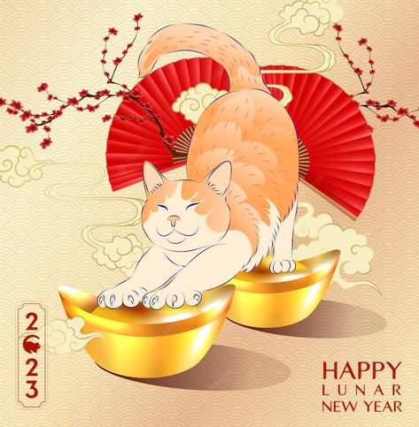 Happy Lunar New Year 2023, Chinese New Year Animals, 2023 Lunar New Year, Vietnamese Lunar New Year, 2023 Chinese New Year, Lunar New Year 2023, 2023 Rabbit, Cat 2023, Year Of The Cat