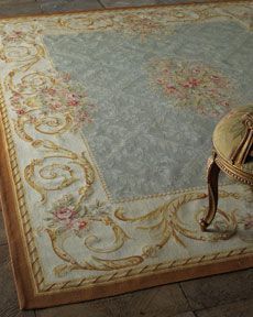 . Shabby Chic Living Room Furniture, Shabby Chic Rug, Carpet Ideas, French Rococo, Aubusson Rugs, Blue White Decor, Carpet Cleaning Hacks, Shabby Chic Kitchen, Painted Floors