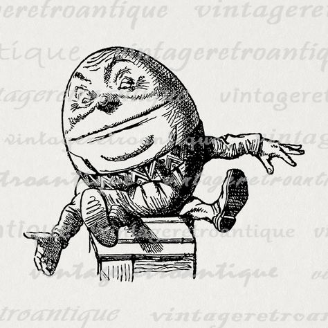 Digital Image Alice in Wonderland Humpty Dumpty Download Printable Graphic Antique Clip Art  @ vintageretroantique.com #Printable #Digital #Image #Art #VintageRetroAntique #Clipart #Download #Vintage #Antique #Artwork #Illustration Art Igcse, Children Stories, Alice In Wonderland Artwork, Wonderland Artwork, Burlap Background, Printing Fabric, Antique Artwork, Prints Fabric, Humpty Dumpty