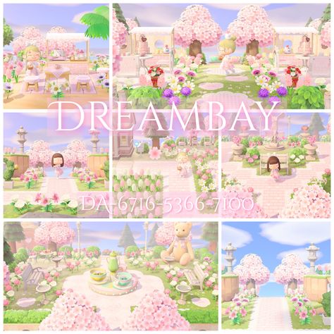 Pink Island Dream Address, Acnh Pink Island Dream Code, Pink Aesthetic Acnh Codes, Pink Island Aesthetic, Kawaii Animal Crossing Island Ideas, Acnh Pastel Island, Pink Acnh Codes, Acnh Pink Island, Animal Crossing Dream Address