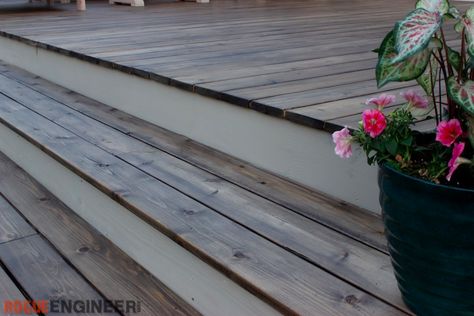 stain 22 Wooden Deck Colors Ideas Paint, Colored Decks Ideas, Wood Deck Color Ideas, Patio Deck Stain Ideas, Greige Deck Paint Colors, Front Porch Deck Stain Ideas, Decking Stain Colours, Deck Stain Ideas For Grey House, Deck Stain For Grey House