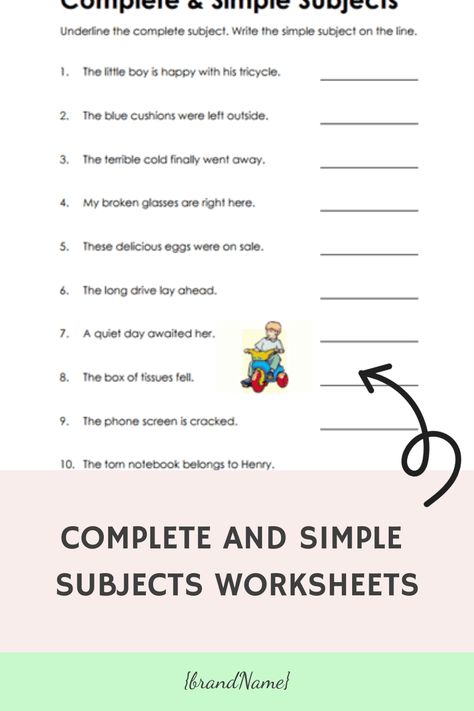 These worksheets help you focus on identifying and understanding the concepts of complete subjects and simple subjects in sentences. Subject Worksheet, Diagramming Sentences, Sensory Language, Complete Subject, Friendly Letter Writing, Cause And Effect Essay, Writing Conventions, Writing Problems, Rhetorical Analysis