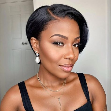 Short Pixie Cut Lace Front Wigs Human Hair 13x5x1 Straight Lace Human Hair Wigs For Black Women Wear Bob Pendek, Brown Pixie Cut, Kort Bob, Human Lace Wigs, Color Borgoña, Short Hair Images, Short Sassy Hair, Corte Pixie, Short Hair Wigs