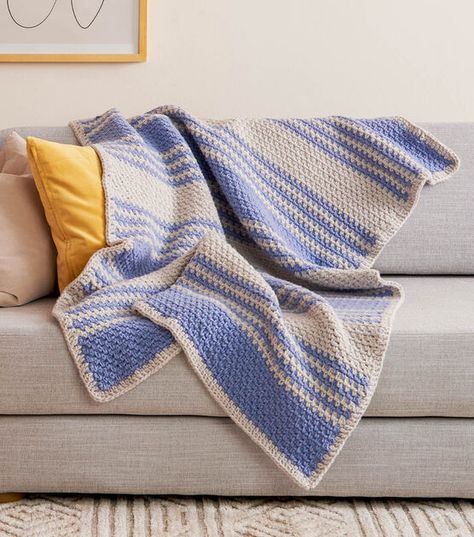 How To Make Linen Stitch Stripes Crochet Blanket Online | JOANN Stripes Crochet Blanket, Bernat Forever Fleece, Linen Stitch Crochet, Striped Crochet Blanket, Linen Stitch, Easy Crochet Patterns Free, Striped Blankets, Crochet Simple, Crochet Patterns Free Blanket