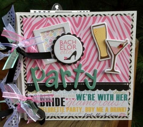 Artsy Albums Scrapbook Album and Page Layout Kits by Traci Penrod: A Bachelorette Party Mini Album, Bella Blvd Bachelorette Scrapbook, Bride Scrapbook, Hen Night Ideas, Bridal Shower Scrapbook, Wedding Scrapbook Pages, Hen Party Decorations, Ideas Fiesta, Scrapbooking Wedding, 12x12 Scrapbook Layouts