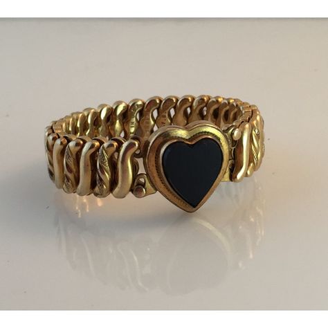 Vintage Sweetheart Bracelet, Black Jet Heart Bracelet, Carmen Stretch... ($49) via Polyvore featuring jewelry and bracelets Sweetheart Bracelet, Vintage Heart Jewelry, Bracelets Heart, Lovers Bracelet, Black Jet, Heart Shaped Jewelry, Vintage Bangles, Stretch Bands, Bracelet Black