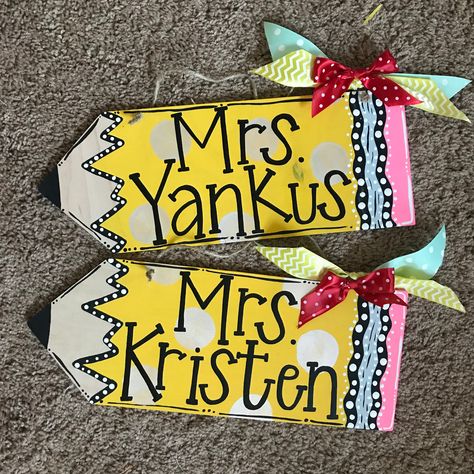 Large Classroom Door Hanger // Custom Name Sign // Back-to-school decor // Classroom Decor // Teacher gifts // Perfect End of Year gift by LemonandSea on Etsy https://www.etsy.com/listing/633398821/large-classroom-door-hanger-custom-name Door Name Signs, Teacher Door Sign, Teacher Door Hanger, Teacher Door Signs, Teacher Graduation Gifts, Teacher Door Hangers, Door Name, Teacher Door, College Diy