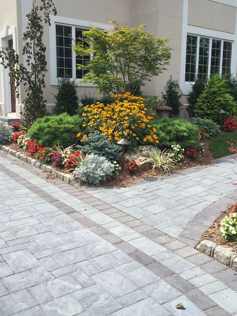 Backyard Sidewalk, Colorful Landscaping, Cambridge Pavers, Cambridge Pavingstones, Flowers Gardening, Paving Stones, Gallery Design, Paver Patio, Face Lift