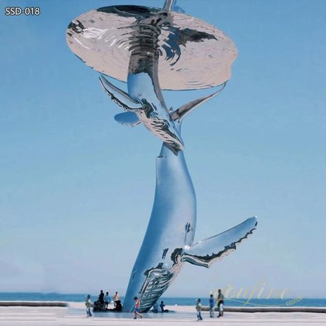 Stainless Steel Large Beach Light Whale Sculpture - YouFine Whale Sculpture, Eagle Statue, Beach Lighting, Castle Decor, Marble Carving, Mermaid Statues, Deer Statues, Bear Statue, Jesus Statue