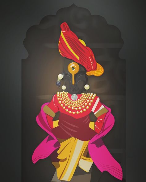 Vitthal Illustration, Vitthal Painting, Vitthal Mauli, Vitthal Rukmini, Ganesha Artwork, Saree Painting Designs, Lord Rama Images, Saree Painting, Lord Rama