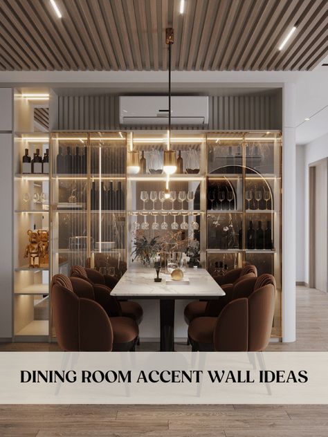 10 Stunning Dining Room Accent Wall Ideas That Will Impress Living Room Dining Room Combo Accent Wall, Dining Room Accent Wall With Window, Feature Wall Ideas Dining Room, Dining Wall Design, Dining Accent Wall, Dining Room Accent Wall Ideas, Bar Wall Design, Room Accent Wall Ideas, Home Library Decor