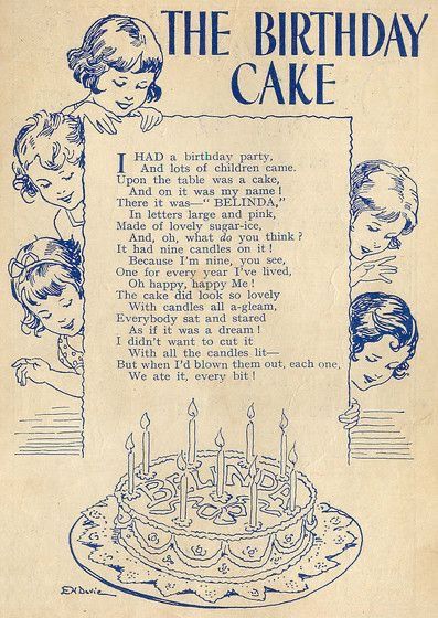 Happy Birthday Vintage Card, Vintage Birthday Aesthetic, Happy Birthday Poetry, Birthday Rhymes, Childhood Birthday, Birthday Poem, Nursery Rhymes Poems, Childrens Poems, Childrens Poetry