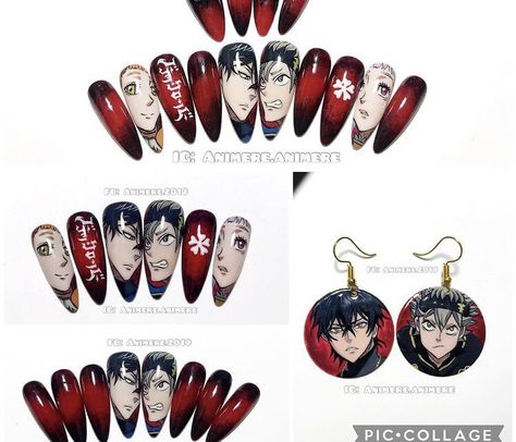 Black Clover Nails, Anime Nail, Nails Box, Clover Wallpaper, Ideas Uñas, Anime Nails, Black Clover Anime, Art Nails, Nail Inspiration