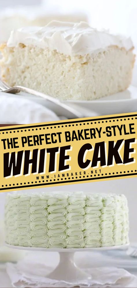 Bakery Style White Cake Recipe, Bakery White Cake Recipe, Simple White Cake Recipe, Easy White Cake Recipe, Bakery Style Cake, Light Cake, Fancy Christmas, White Cake Recipe, Christmas Recipes Easy