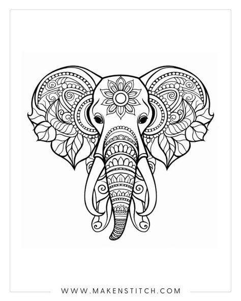 Elephant Coloring Pages Free Printable, Indian Elephant Drawing, Zentangle Elephant, Elephant Template, Elephant Coloring, Simple Outlines, Nature Coloring Pages, Coloring Pages For Toddlers, Bujo Art