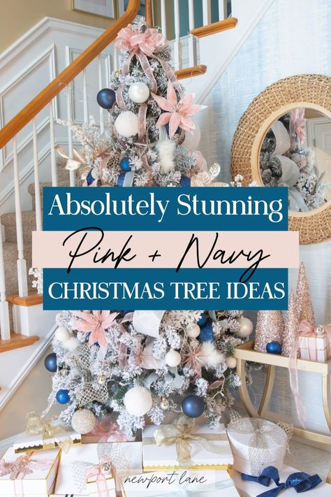 Elevate your holiday decor with our stunning navy blue and pink Christmas tree decorating ideas. Discover how to design a navy blue and pink Christmas tree that is both stylish and festive. Explore a variety of pink and blue Christmas decorations that add a touch of elegance to your holiday celebrations. Make your Christmas tree the highlight of your home with these creative ideas. Pink And Navy Christmas, Navy Christmas Tree, Pink And Blue Christmas, Blue Christmas Decorations, Snowball Ornament, Blue Christmas Tree Decorations, Christmas Tree Decorating Ideas, Tree Decorating Ideas, Navy Decor