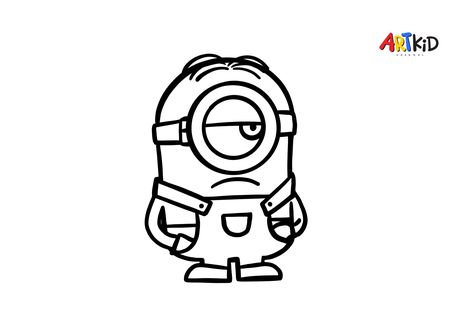 This picture belongs to one of our easy drawing and coloring videos on our YouTube channel. You will find the link to download the high quality outline picture in the description of the video. Minion Line Art, Minion Outline, Outlined Pictures, Peach Outline, Minion Tattoo, Colouring For Kids, Minion Drawing, Drawing And Colouring, Outline Pictures