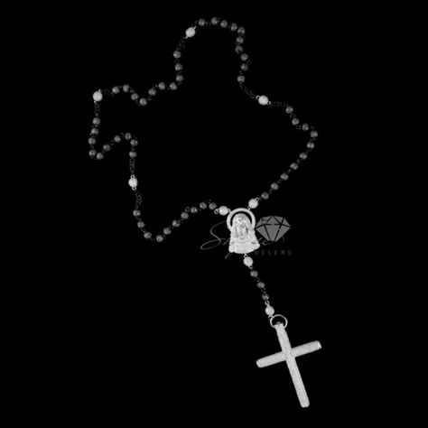 Black and White Diamond Rosary Diamond Rosary, Black Rosary, 3 Angels, Tattoo Inspo, Flash Tattoo, Rosary, White Diamond, Cross Necklace, Flash