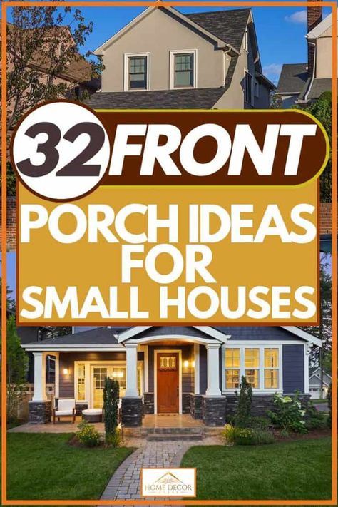 32 Front Porch Ideas For Small Houses - Home Decor Bliss Ideas For Small Houses, Bungalow Porch, Front Porch Stairs, Smaller Houses, Enclosed Front Porches, Front Porch Remodel, Front Porch Deck, Front Porch Addition, Front Porch Railings