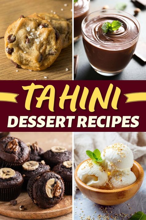 Creamy, nutty, and just a little savory, these easy and delicious tahini dessert recipes are a surefire way to make your day sweeter. Cooking With Tahini, What To Make With Tahini, Tahini Cake Recipe, Tahini Recipe Desserts, Tahini Uses Ideas, Recipes With Tahini Paste, Tahini Dishes, Tahini Ideas, Truvani Recipes