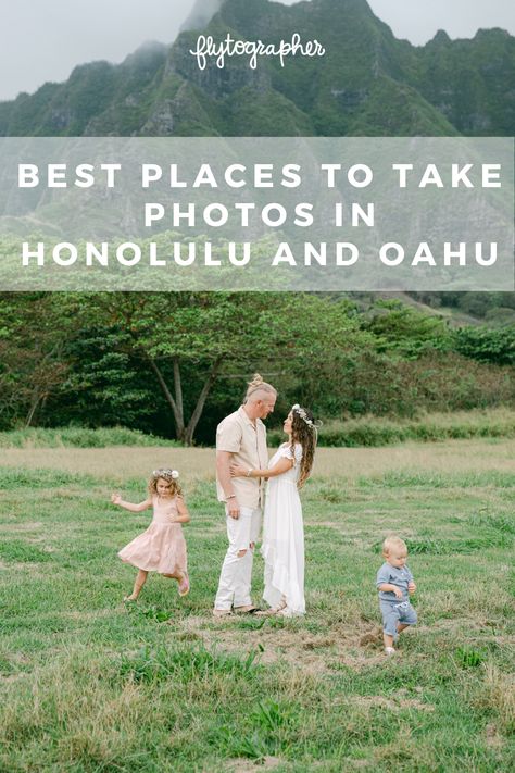 On the beautiful island of Oahu, Honolulu, Hawaii’s capital city, boasts a unique blend of urban and natural beauty. From landmarks such as Diamond Head to paradise-like white sand beaches with blue waters, the city has it all! Oahu, as a whole, is a visual feast filled with amazing photo spots. Wondering where to head for the best photos? Click to see the top 10 places to take photos in Honolulu and Oahu. 📸 Oahu Photoshoot Locations, Oahu Family Photoshoot, Oahu Picture Ideas, Family Photos Hawaii, Oahu Beaches, Hilton Hawaiian Village, Spring Break Vacations, Lanikai Beach, Hawaii Pictures