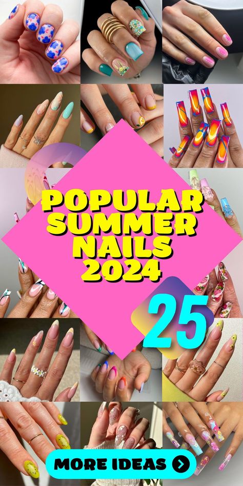 Summer 2024 Gel Nail Trends: Short, Sweet, and Stylish.2024 gel short nails emerge as a leading trend for popular summer nails, offering a practical yet stylish option for those who prefer a more manageable length. Colors 2024 gel brings a spectrum of choices, from neon brights to subtle nudes, allowing for endless creativity in art designs. Whether you're heading to the beach or the office, these short gel nails in summer's trending colors will keep you looking polished and on-trend. Summer Nails 2024 Acrylic, Acrylic Summer Nails 2024, Gel Nails Ideas Summer 2024, Trending Nail Designs 2024, Summer Holiday Nails 2024, Summer Acrylic Almond, Nail Shape Acrylic, Nail Art Designs Summer 2024, Summer Nail Art 2024