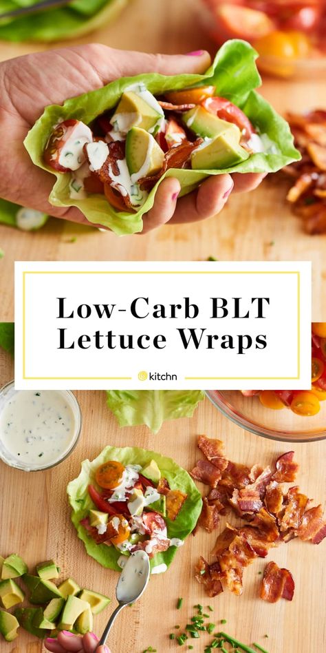 Blt Lettuce Wraps, Wraps With Avocado, Blt Chicken Salad, Low Carb Lettuce Wraps, Chicken Salad Lettuce Wraps, Blt Chicken, Chicken Salad Lettuce, Salat Wraps, Blt Wraps