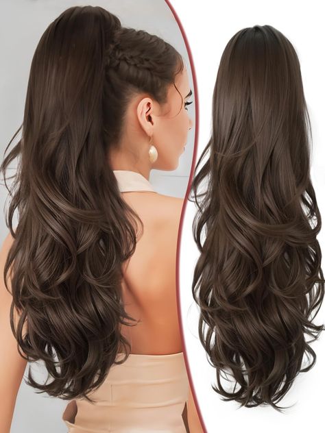 PRICES MAY VARY. 💐【Exquisite Design】SHNMIN 24 inch ponytail extension hairstyle adopts multi-layer hair tail design,long wavy high-layer curls make the ponytail airier,and look lighter,which is full of fashion sense.making you more delicate and elegant. Every day's hairstyle is carefully designed! 💐【Easy To Use】 Clip in ponytail Hair extension ponytail two ends are fixed with a five-tooth comb so that the ponytail fits well with your hair, tighten the drawstring, so that the drawstring ponytai Hair Styles Ponytails High Pony, Extension Ponytail, Trendy Braids, Romantic Waves, 2017 Hair Trends, Intricate Braids, Layer Hair, Hair Tail, Holographic Hair