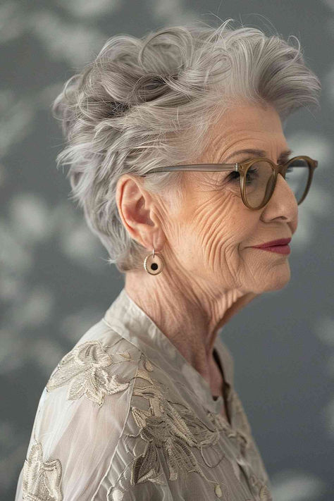 Short Hair Over 60 With Glasses, Old Lady Haircuts, Over 70 Hairstyles, Short Grey Hairstyles, Haircuts For Women Over 70, 70 Hairstyles, Short Permed Hair, Layered Haircuts For Women, Short Spiky Hairstyles